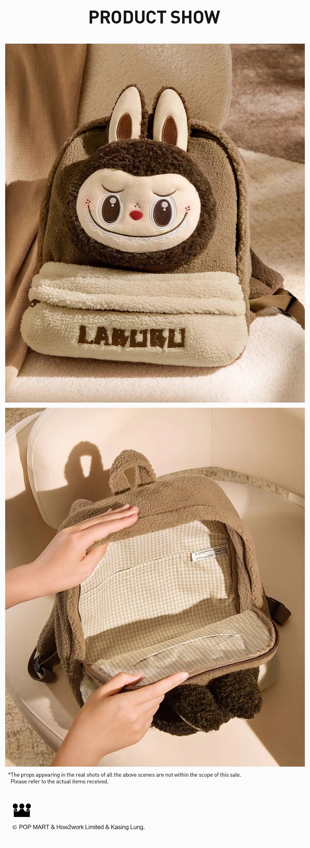 LABUBU Classic Bag Series-LABUBU Berber Fleece Backpack (Brown)