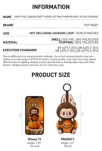 THE MONSTERS Labubu Happy Halloween Party Series-Sitting Pumpkin Vinyl Plush Pendant