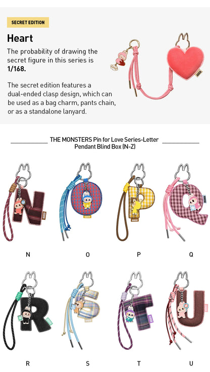 THE MONSTERS Pin for Love Series- Letter Pendant (Betű medál) Blind Box (A-M)