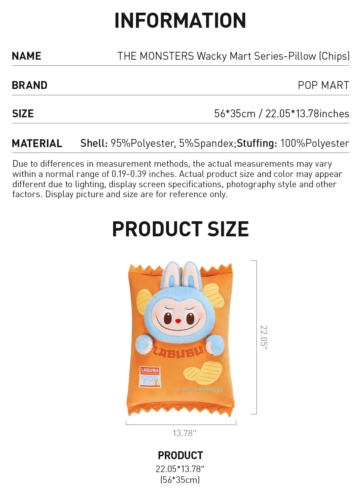 LABUBU THE MONSTERS Wacky Mart Series-Pillow/Párna (Chips)
